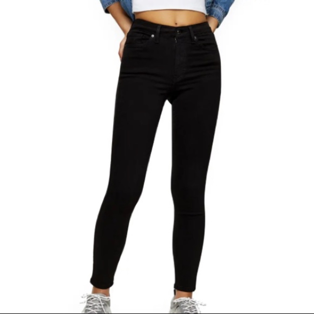 TOPSHOP Jamie High Waist Black Jeans TALL